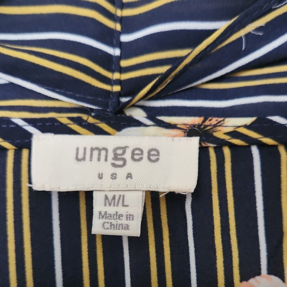 Umgee Navy and Yellow Striped Kimono - Picture 2 of 4